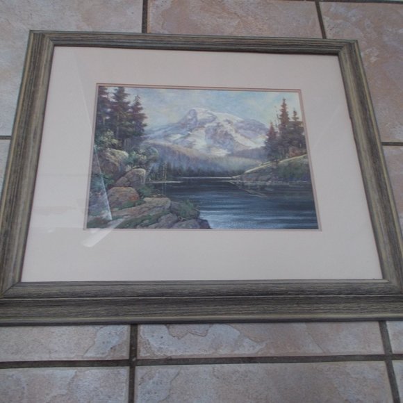 Vintage scenic print, signed, matted & framed - Picture 4 of 4